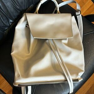 Grey leather backpack